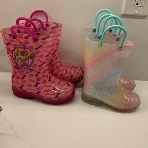 Two Pair Rain Boots sz 6